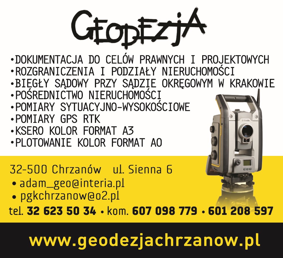 Pracownia Geodezyjno-Kartograficzna Adam Jarosz - mapy CHRZANÓW kartografia CHRZANÓW